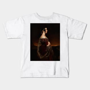 Portrait of a Lady with Pearls by Ary Scheffer Kids T-Shirt